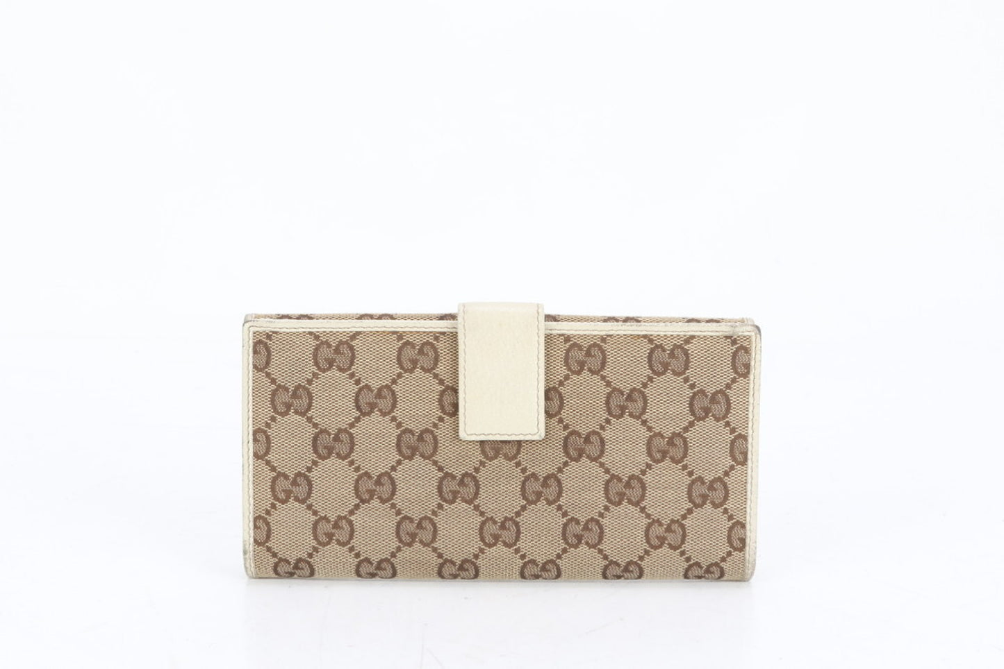 GUCCI GG Canvas Long Wallet with Sherry Ribbon