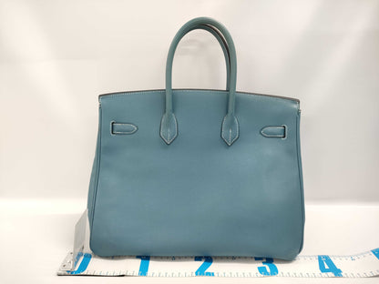 HERMES Birkin 35 Epsom Leather Blue Jean with Gold Hardware B Bag Handbag