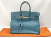 HERMES Birkin 35 Epsom Leather Blue Jean with Gold Hardware B Bag Handbag