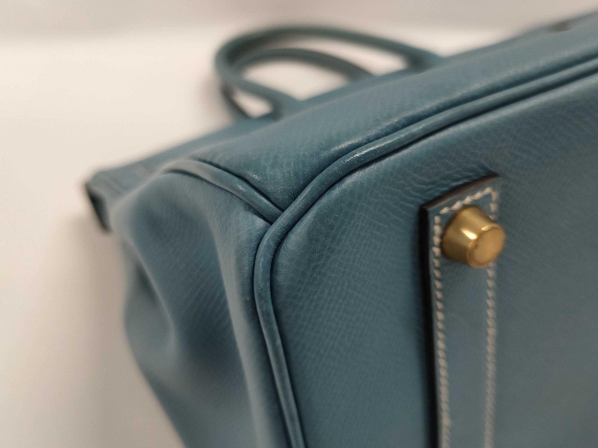 HERMES Birkin 35 Epsom Leather Blue Jean with Gold Hardware B Bag Handbag