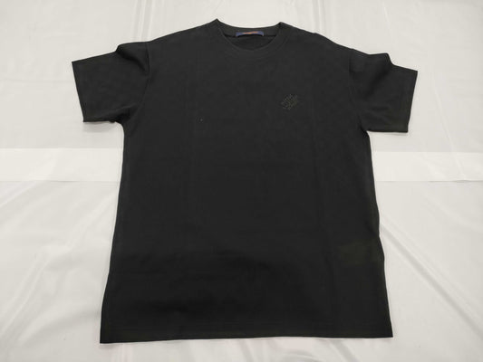 LOUIS VUITTON Damier Mesh T-Shirt, Cotton, Black, Men's, Small