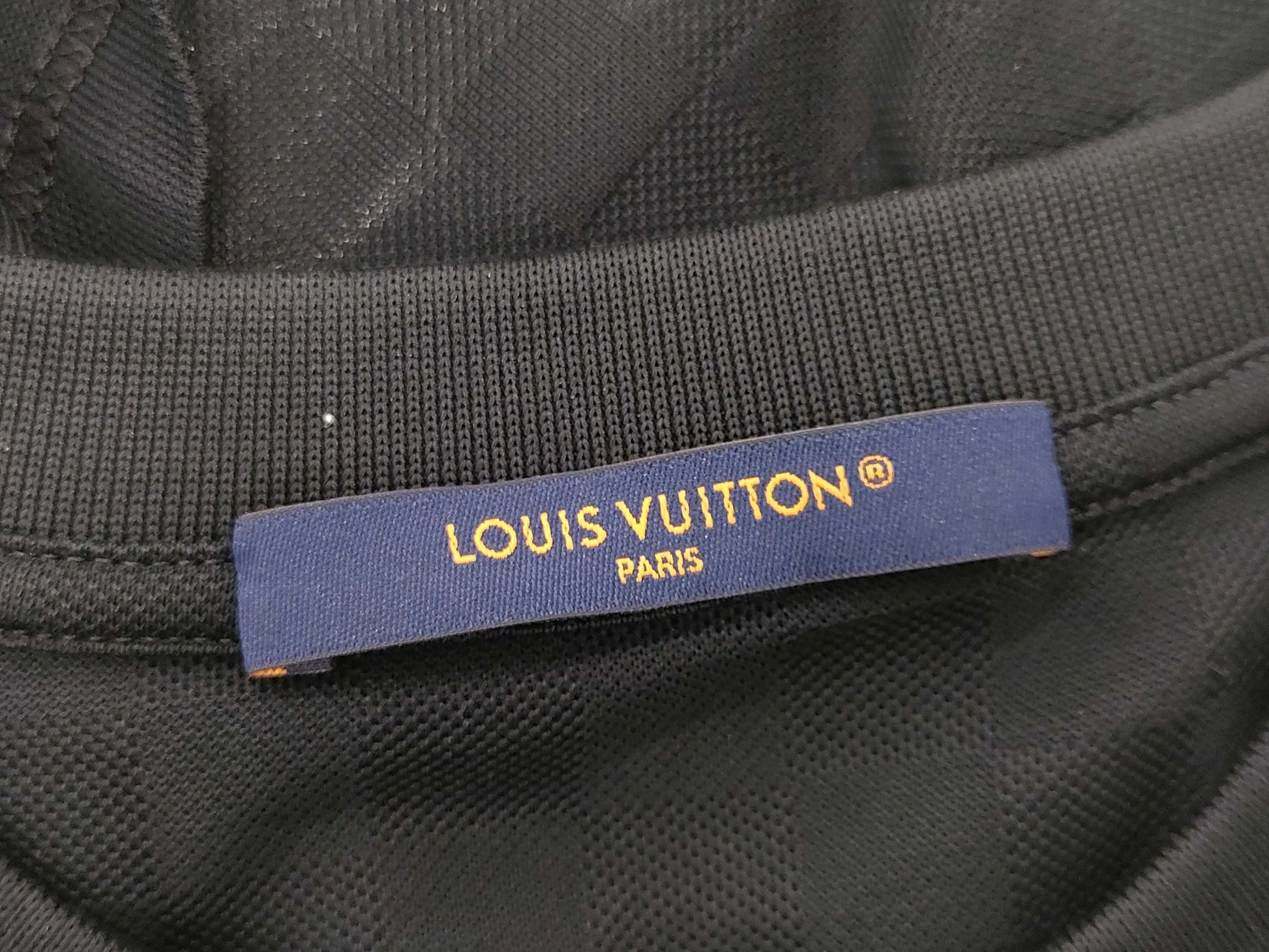 LOUIS VUITTON Damier Mesh T-Shirt, Cotton, Black, Men's, Small