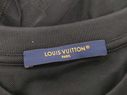LOUIS VUITTON Damier Mesh T-Shirt, Cotton, Black, Men's, Small