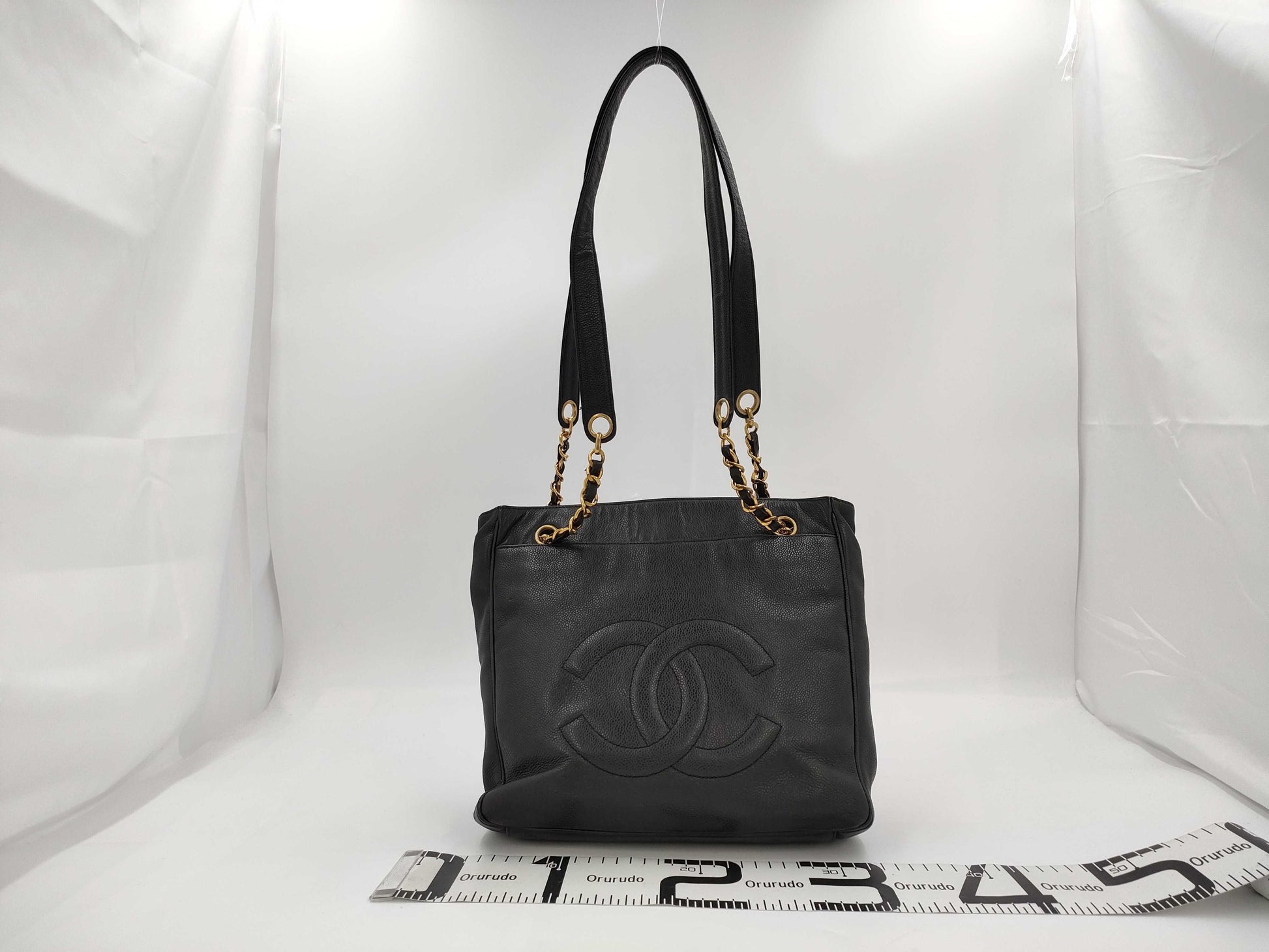CHANEL Deka Coco Mark Turn Lock Chain Tote Bag