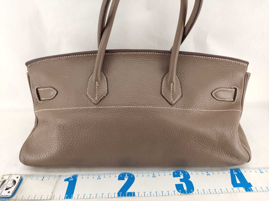 HERMES Birkin Shoulder Birkin Bag, L Engraved, Taurillon, with Padlock, Key, and Clochet