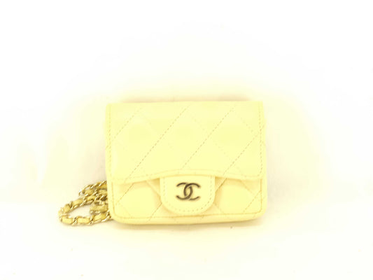 CHANEL Matelasse Chain Mini Waist Pouch Yellow Shoulder Bag