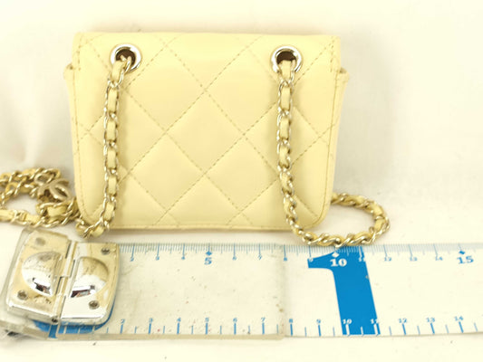 CHANEL Matelasse Chain Mini Waist Pouch Yellow Shoulder Bag