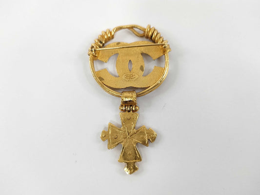 CHANEL Coco Mark CHANEL Brooch Circle Coco Mark Cross Charm Brooch
