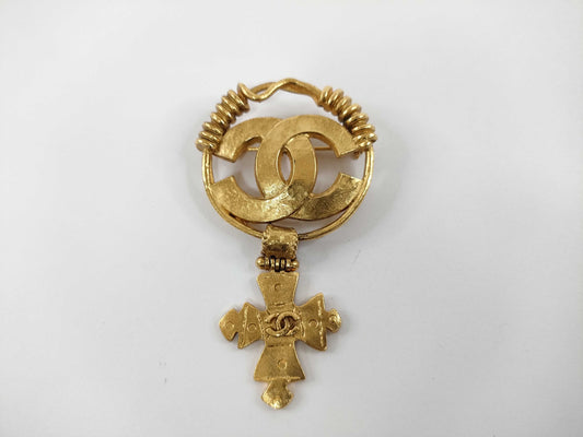CHANEL Coco Mark CHANEL Brooch Circle Coco Mark Cross Charm Brooch