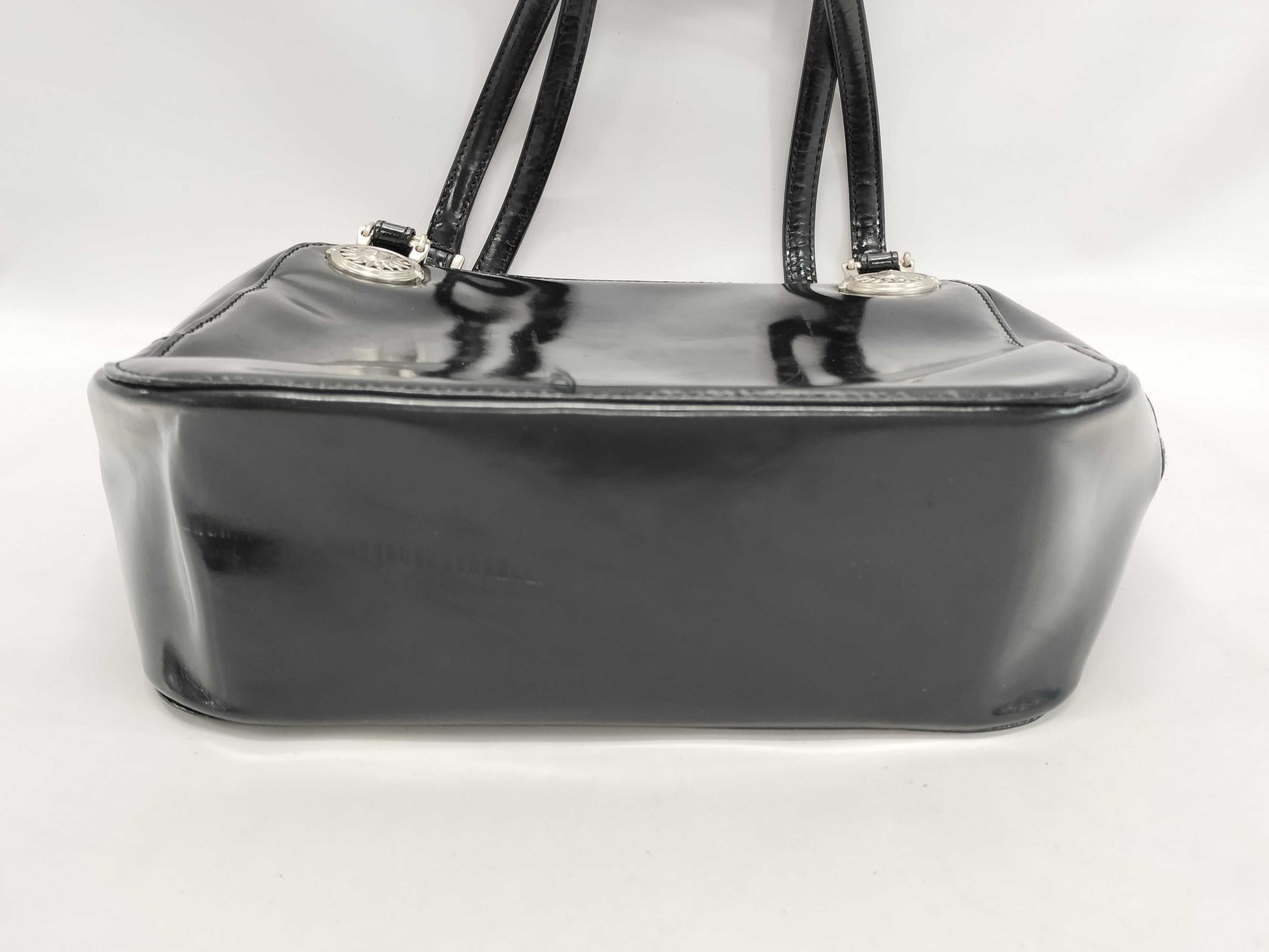 VERSACE Sunburst Patent Leather Chain Tote Bag Shoulder Bag