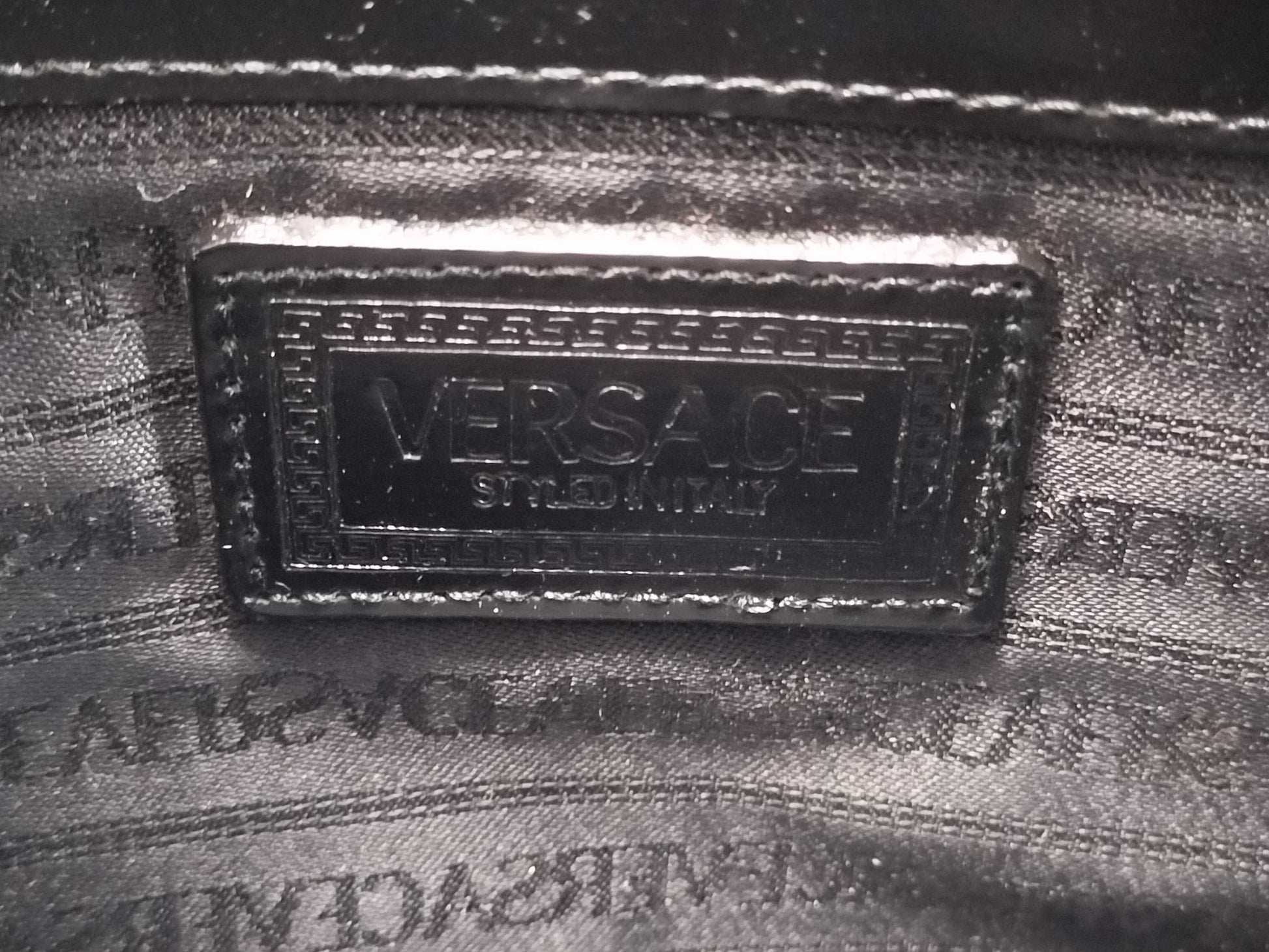 VERSACE Sunburst Patent Leather Chain Tote Bag Shoulder Bag