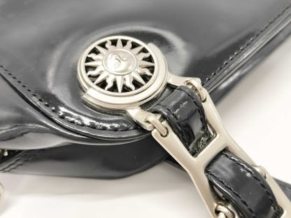 VERSACE Sunburst Patent Leather Chain Tote Bag Shoulder Bag