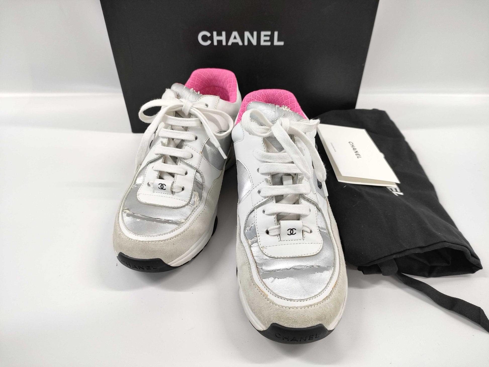 CHANEL Chanel Sneakers Size 36 1/2 with Box and Bag