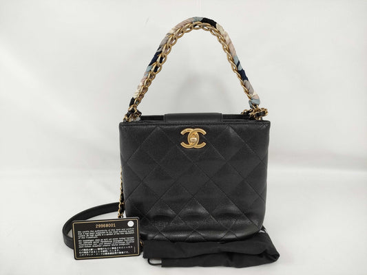 CHANEL Caviar Leather Chain Shoulder Bag with GP Hardware, Black Caviar Leather Shoulder Bag