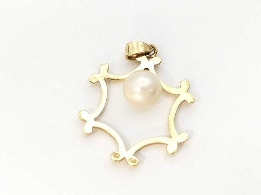 Pearl diameter: approx. 7.2mm, 14K gold, 2.2g pendant top 