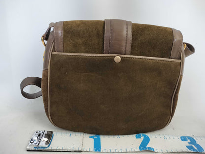 CELINE Macadam Suede Shoulder Bag in Green