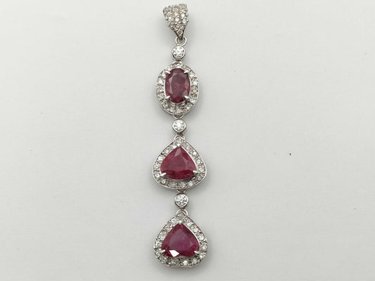 R1.04ct D0.13ct / R1.41ct D0.12ct / R1.37ct D0.12ct PT900 8.6g Pendant Top 
