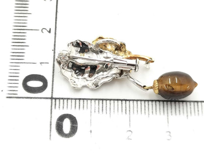 Tiger's Eye D0.08ct K18/K15/METAL 4.1g Brooch 