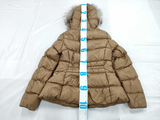 (10312_0170)▼Moncler BOED Down Coat, Fluffy Frosted Fox Fur, Nylon, Bronze #1 Coat