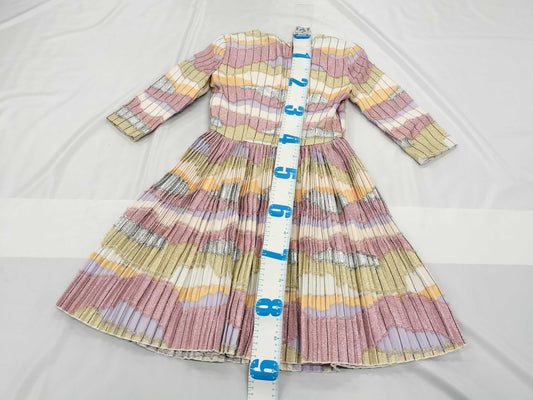 Dior Lamé Pink V-Neck Pleated Dress, Size 34