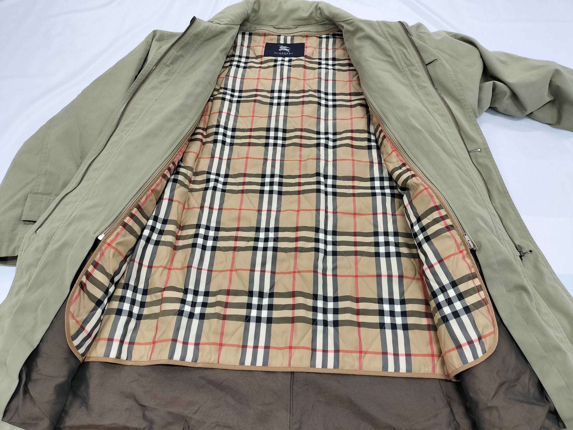 Burberry London Nova Check Quilted Lined Coat, Size L