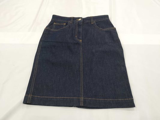 (10312_0325) DOLCE & GABBANA Logo Plate Denim Skirt, Size 36