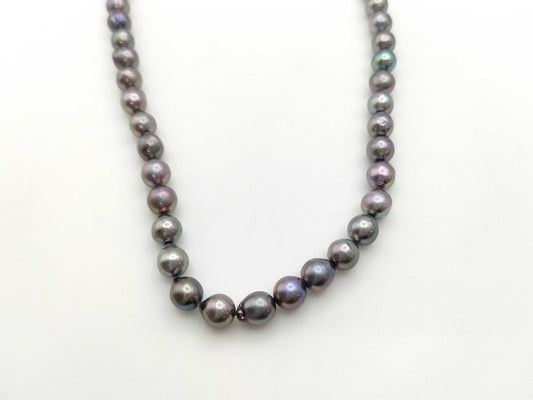 Semi-round pearl, diameter approximately 6.8-7.9mm, sterling silver, 32.9g, necklace 