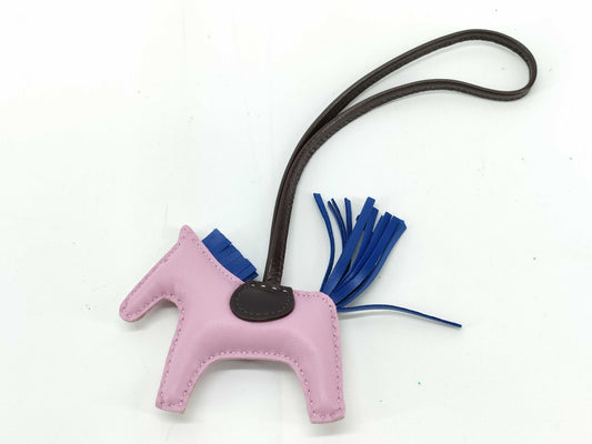 HERMES Rodeo Charm PM Mauve Silvestre/Blue France B Stamp Key Case/Key Holder