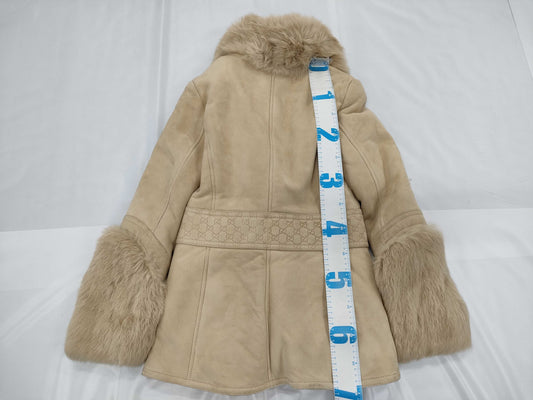(10312_0068)▼GUCCI Gucci Mouton Jacket with GG Pattern Made with Lapin Fur, Size 42 Coat