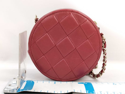 (10305_0002) CHANEL CHANEL Round Chain Shoulder Bag AP0245 Red Gold Hardware Lambskin 30371957 Shoulder Bag