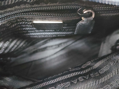 PRADA Prada Handbag with Triangle Logo, All Leather, Black, with Warranty Card