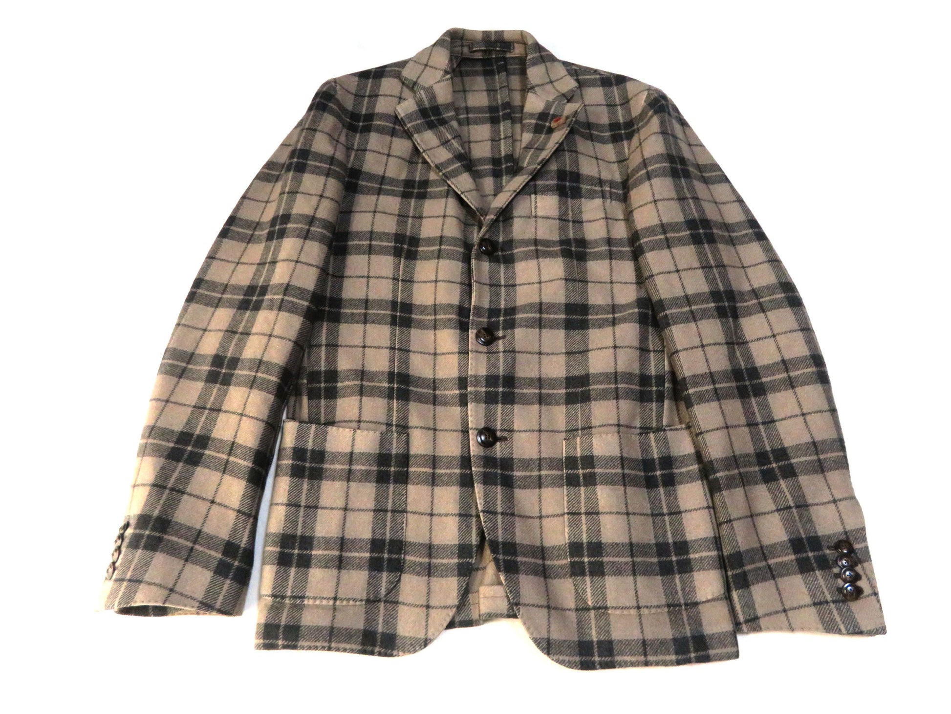 Lardini Checked Cashmere 100% Tailored Jacket Size 44