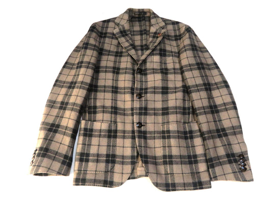 Lardini Checked Cashmere 100% Tailored Jacket Size 44