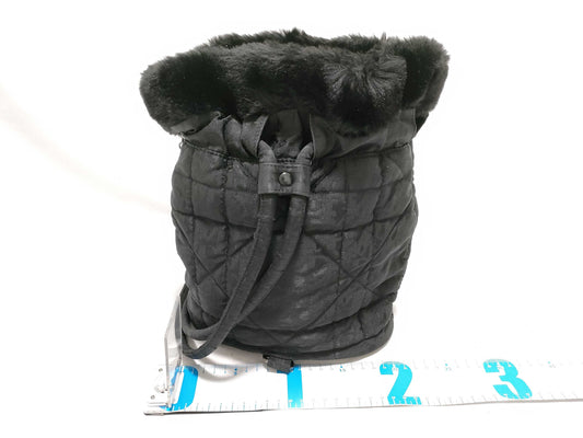  Dior Christian Dior Backpack Cannage Drawcord Fur Charm Black Backpack