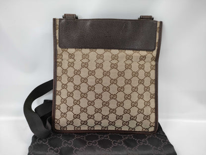 GUCCI GG Canvas Shoulder Bag Brown