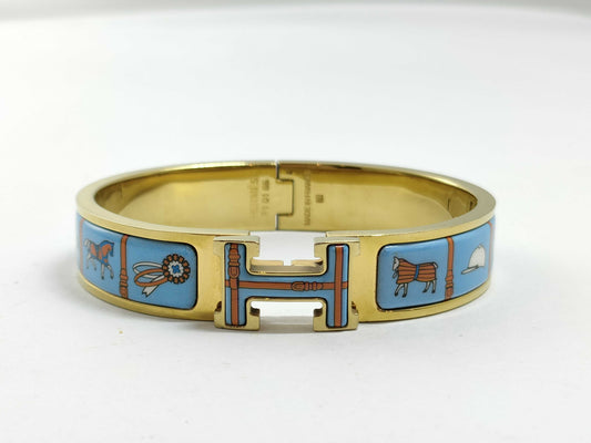 HERMES Click H Click Clack PM Bangle Blue Bracelet/Bangle