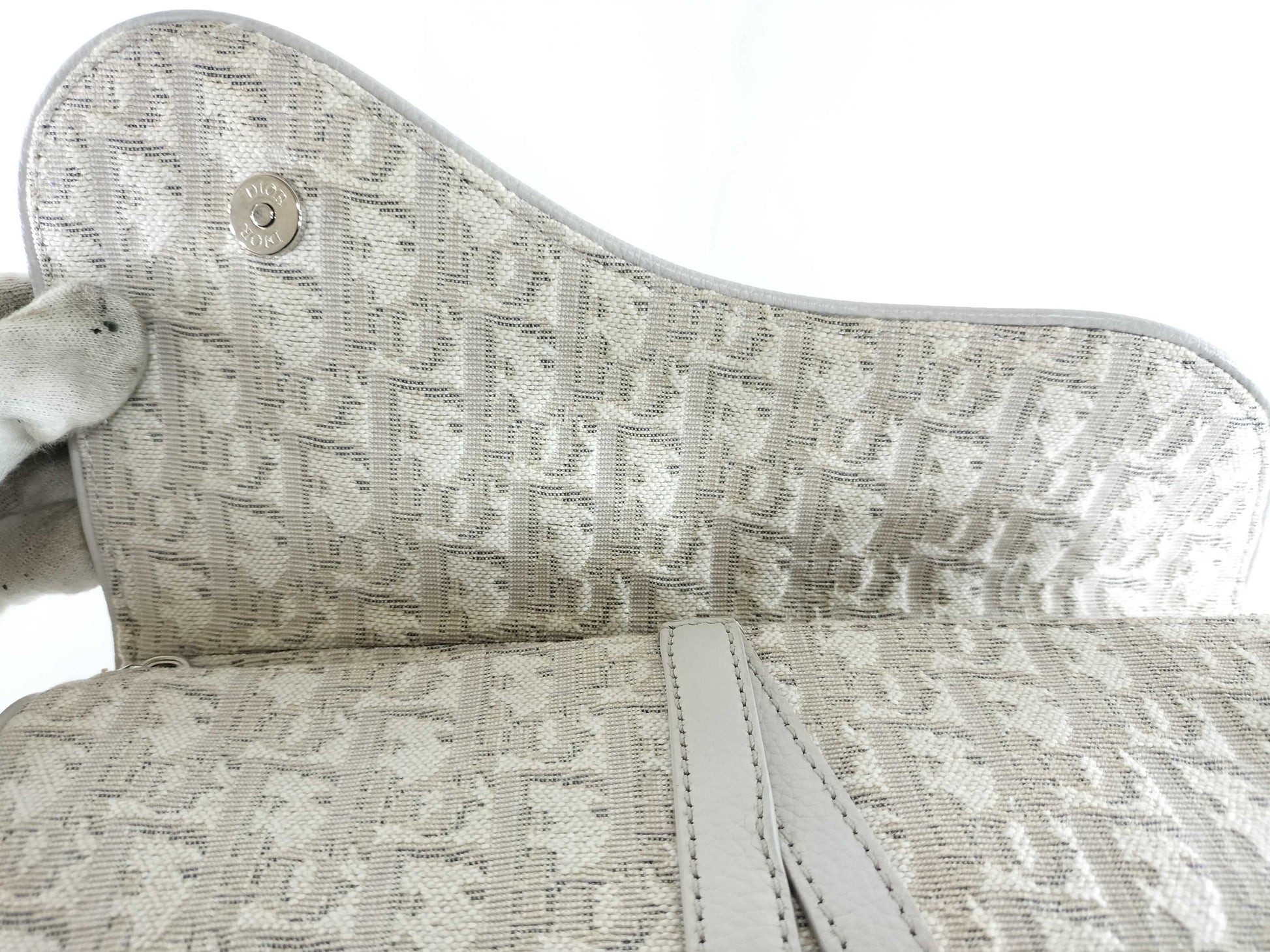 Dior Oblique Saddle Bag White Shoulder Bag