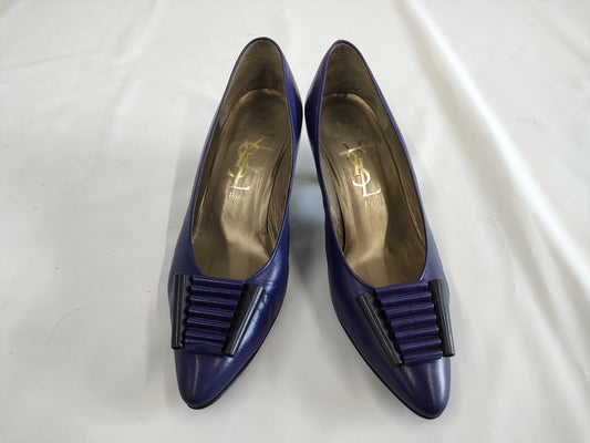 Yves Saint Laurent Leather Pumps, Blue, Size 6