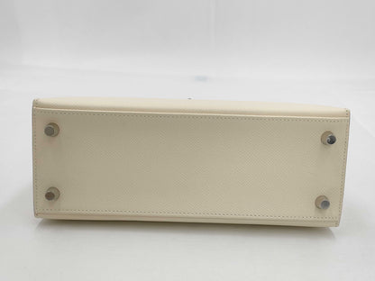 HERMES Kelly 25 Epson Tricolor Nata x Chai x Grimeyer U Stamp Shoulder Bag