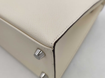 HERMES Kelly 25 Epson Tricolor Nata x Chai x Grimeyer U Stamp Shoulder Bag