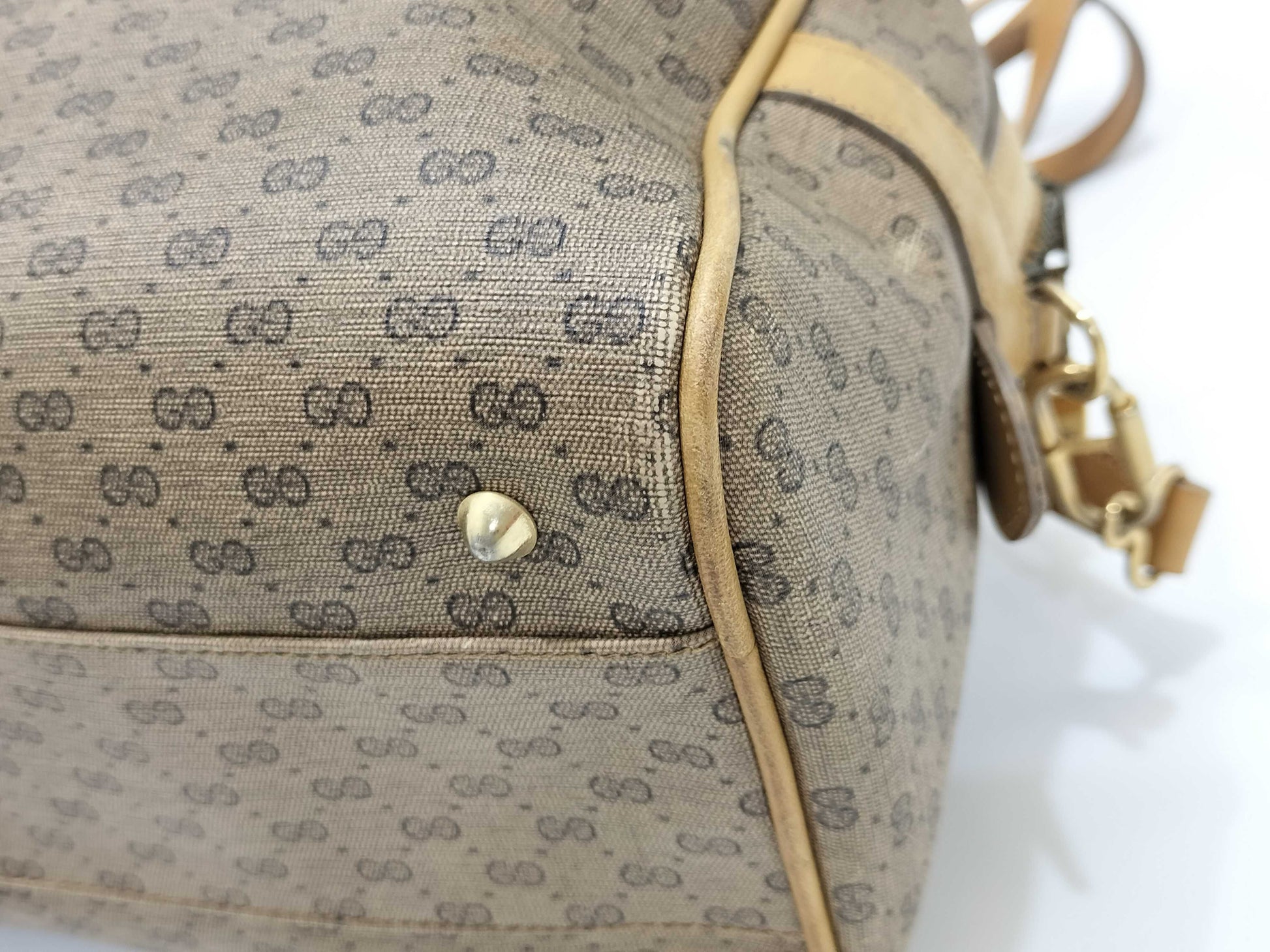 GUCCI Old Gucci Micro GG Handbag 2WAY Beige Handbag