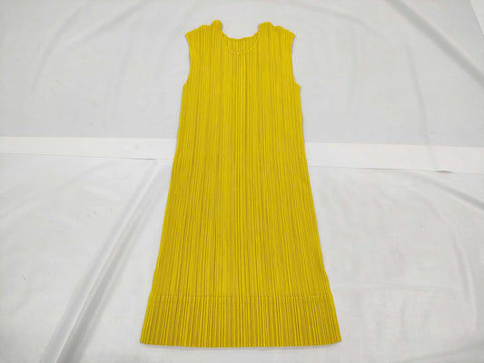 PLEATS PLEASE ISSEY MIYAKE Dress, Tunic, Yellow, Size 3