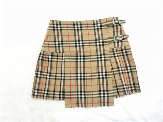 BURBERRY BURBERRY London England Skirt BURBERRY Women's Pleated Check Wool Mini Quilt 8025832 Size 36 Skirt Skirt
