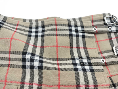 BURBERRY BURBERRY London England Skirt BURBERRY Women's Pleated Check Wool Mini Quilt 8025832 Size 36 Skirt Skirt