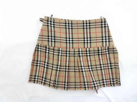 BURBERRY BURBERRY London England Skirt BURBERRY Women's Pleated Check Wool Mini Quilt 8025832 Size 36 Skirt Skirt