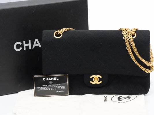 CHANEL Cotton W-Flap 25 Shoulder Bag
