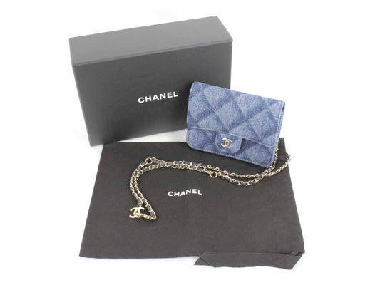 CHANEL denim chain mini shoulder bag