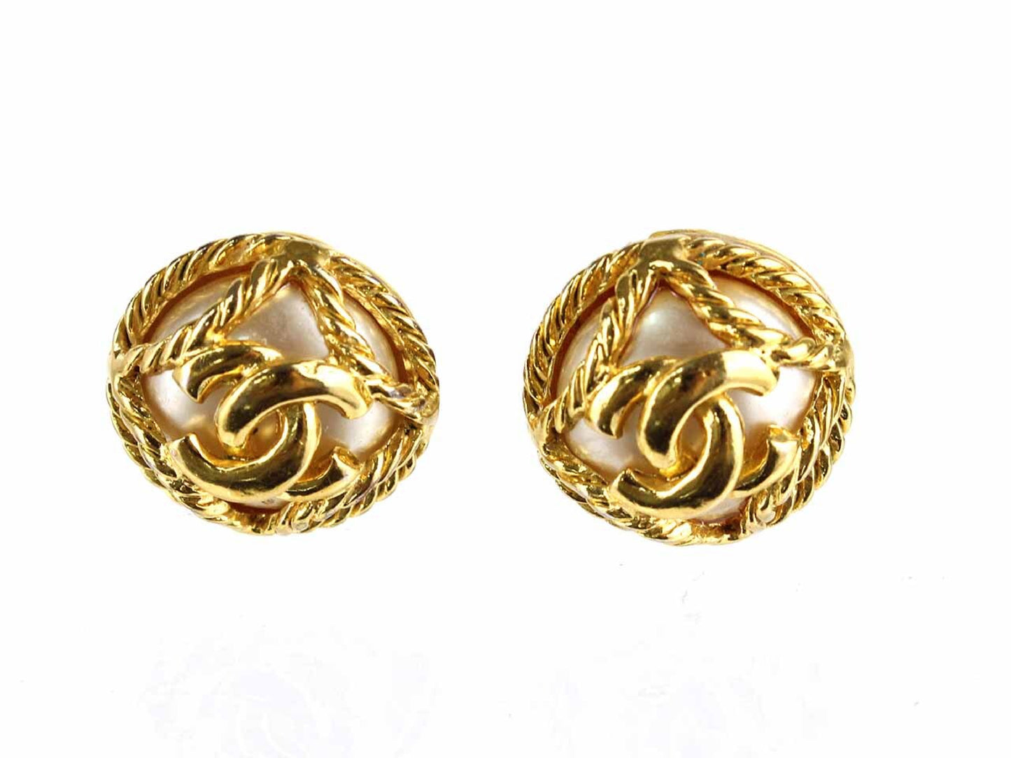 CHANEL Coco Mark Pearl Earrings 95A Earrings
