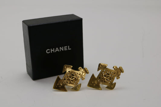 CHANEL 94P Coco Mark Cross Earrings