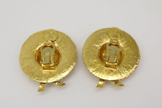 CHANEL straw hat earrings